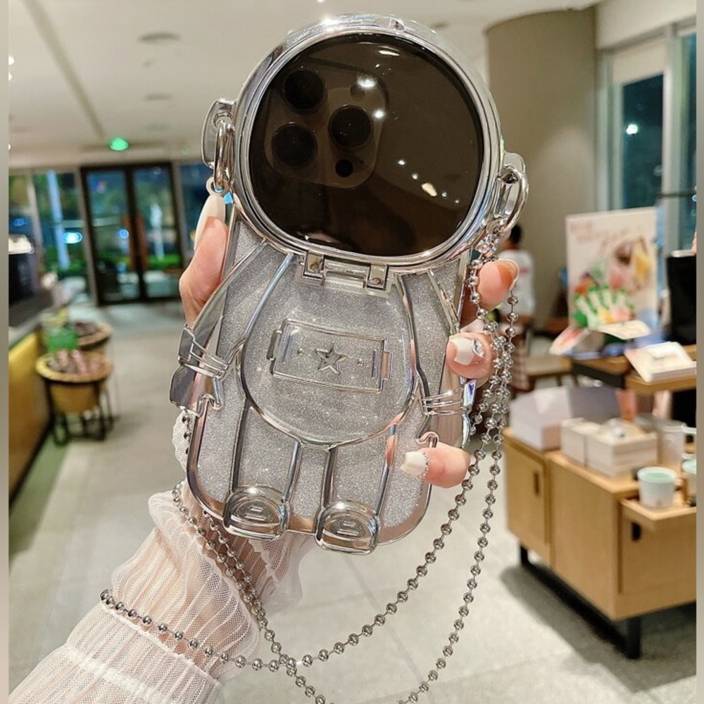 Silver Astronaut Crossbody Bag  IPhone 14Pro Phone Case & Purse #Coachella